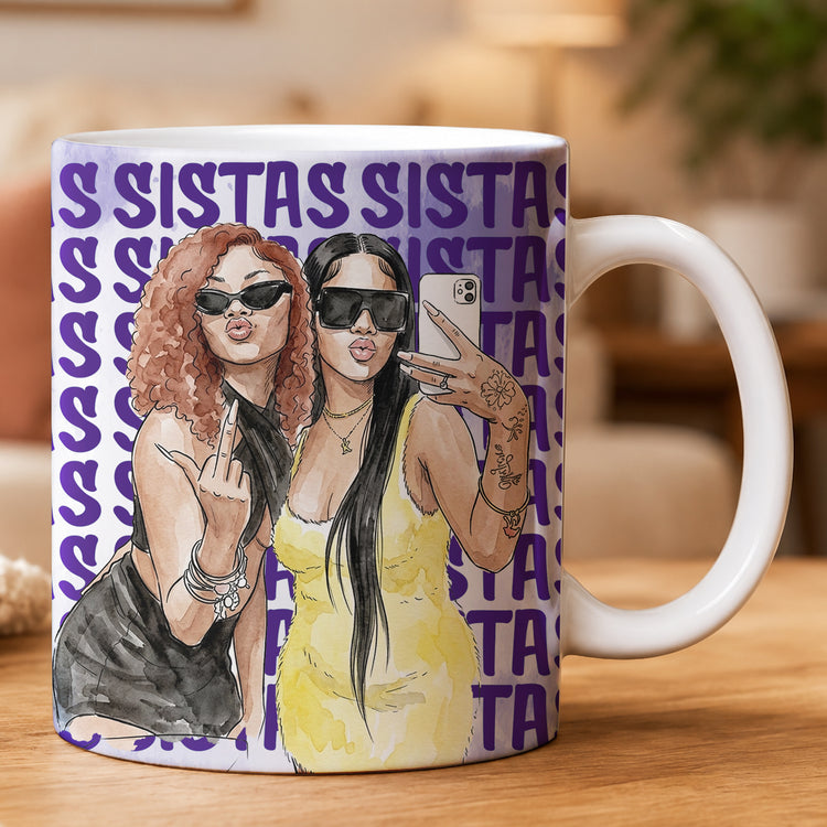 Turn-Your-Photo-Into-Watercolor-Art,-Best-Btches-Friendship-Gifts-Personalized-Mug-2