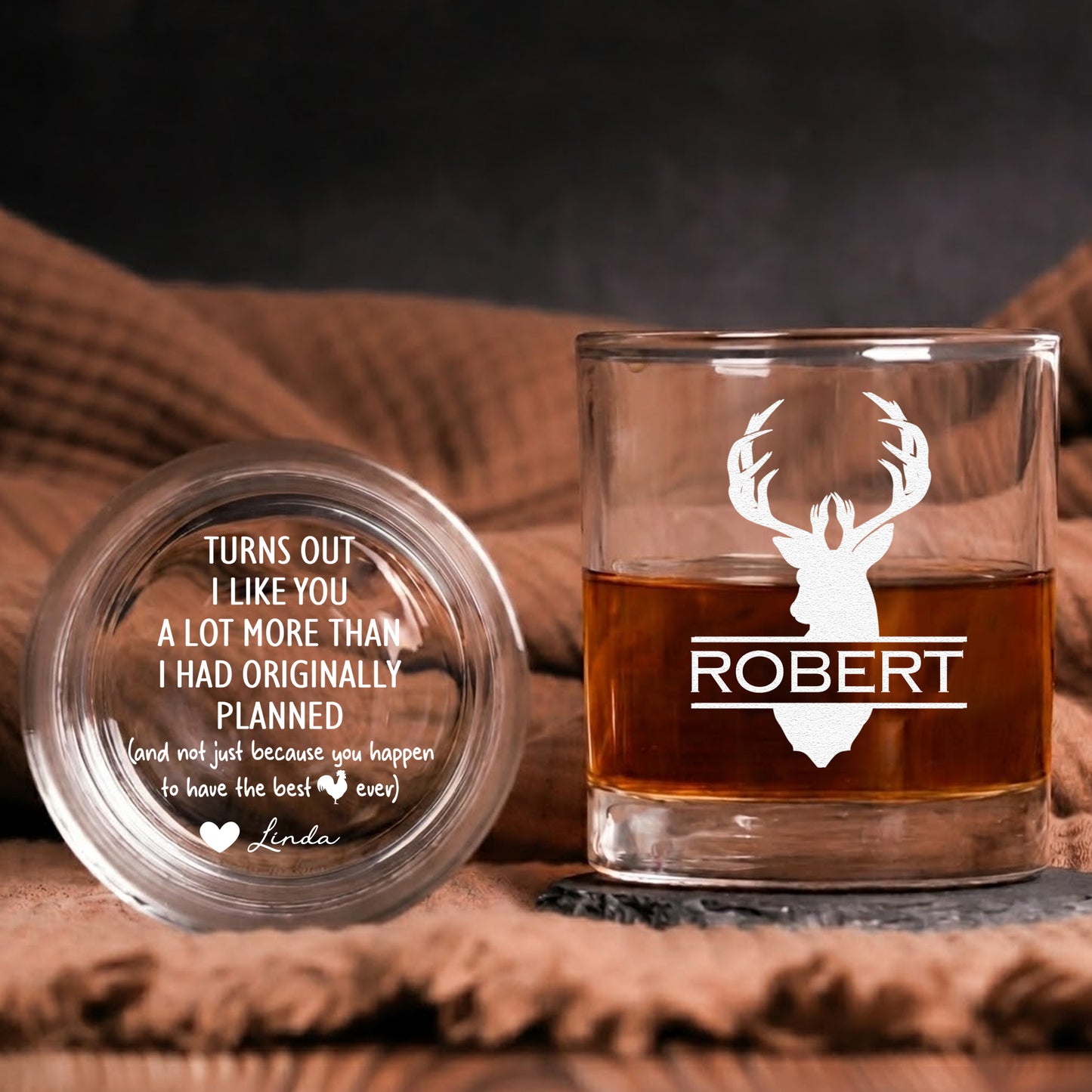 Turns Out I Like You A Lot More Than I Had Originally Planned - Fun Anniversary Gift For Him - Personalized Whiskey Glass Set
