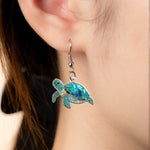 Turtle Seashell Mermaid Beach Stained Glass Effect - Personalized Acrylic Earrings