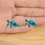 Turtle Seashell Mermaid Beach Stained Glass Effect - Personalized Acrylic Earrings