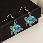 Turtle Seashell Mermaid Beach Stained Glass Effect - Personalized Acrylic Earrings