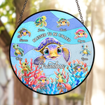 Turtley Grandma - Personalized Stained Glass Window Hanging Suncatcher