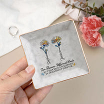 Two Flowers Different Roots Blooming Friendship Forever - Personalized Jewelry Dish