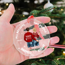 Two People Swiped Right - Personalized Glass Ornament