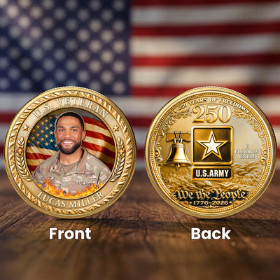U.S. Veteran 250 Years Of Freedom Custom Photo - Personalized Coin