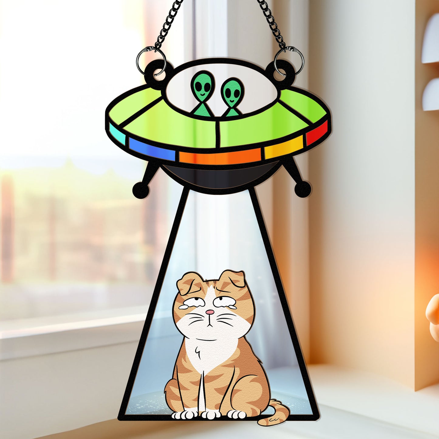Ufo Abduction - Personalized Window Hanging Suncatcher Ornament