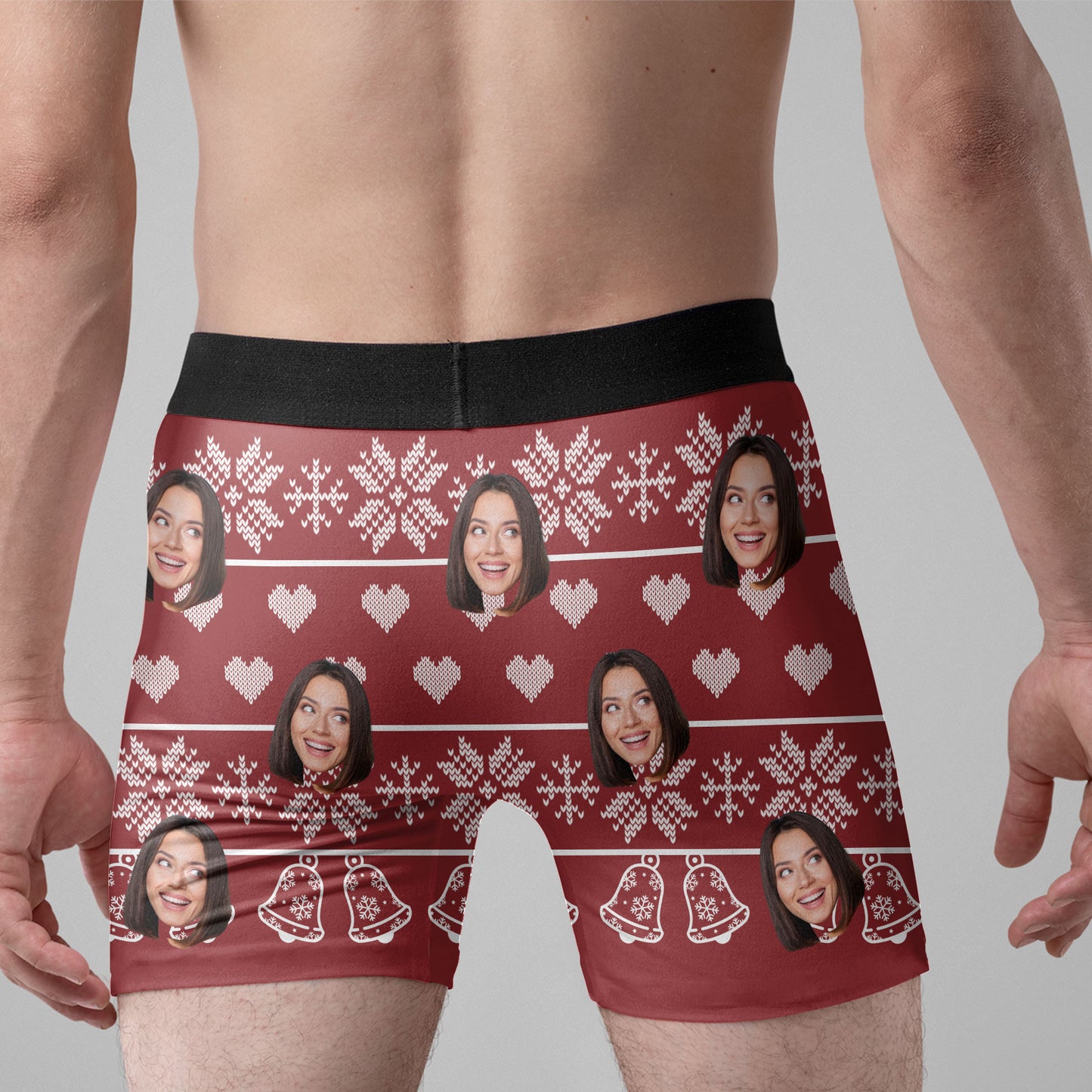 Ugly Christmas Jingle My Bells - Personalized Photo Men's Boxer Briefs