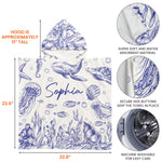 Under The Sea Toile De Jouy - Personalized Kids Hooded Towel