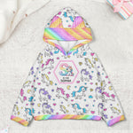 Unicorn Alphabet Gift For Kid - Personalized Kid Fleece Hooded Sweatshirt With Ears