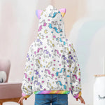 Unicorn Alphabet Gift For Kid - Personalized Kid Fleece Hooded Sweatshirt With Ears
