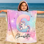 Unicorn Alphabet - Personalized Kids Hooded Towel