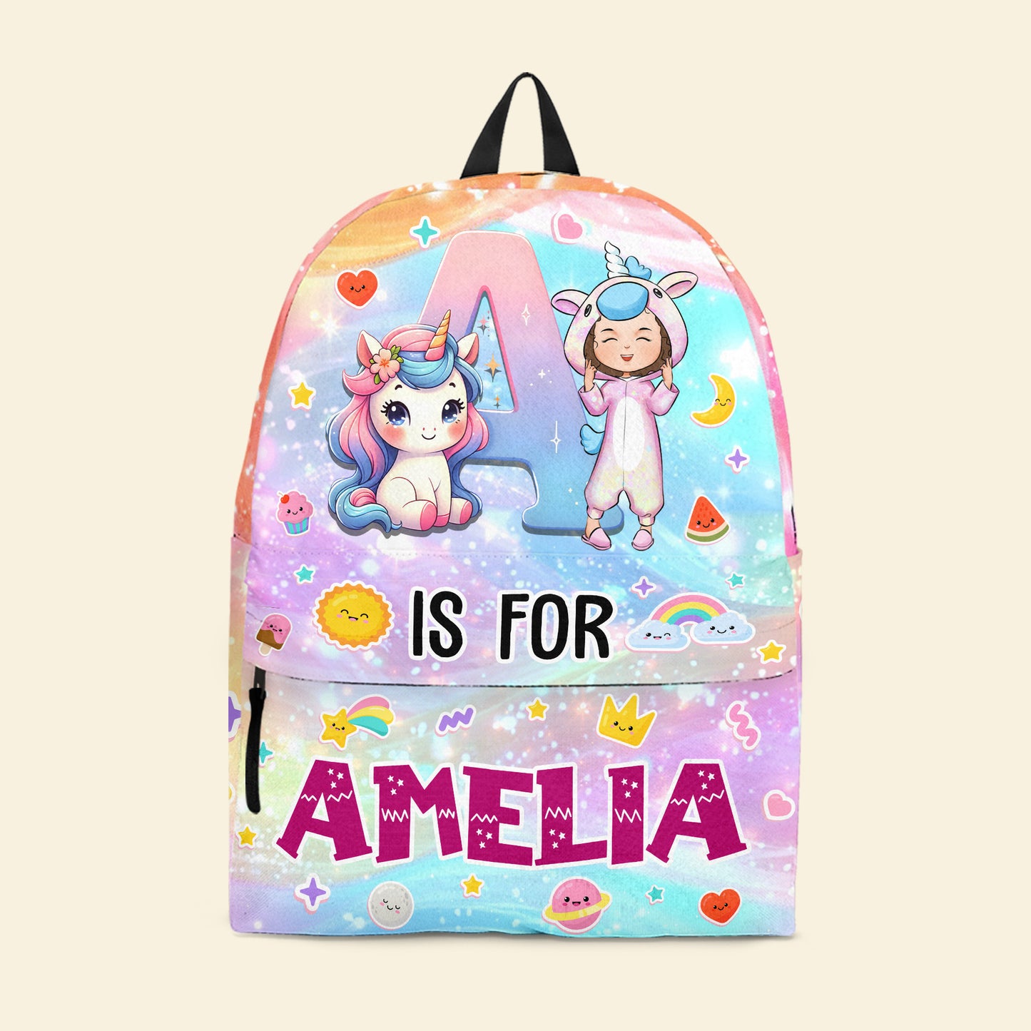 Unicorn Back To School Custom Name Gift For Kid - Personalized Kid Backpack