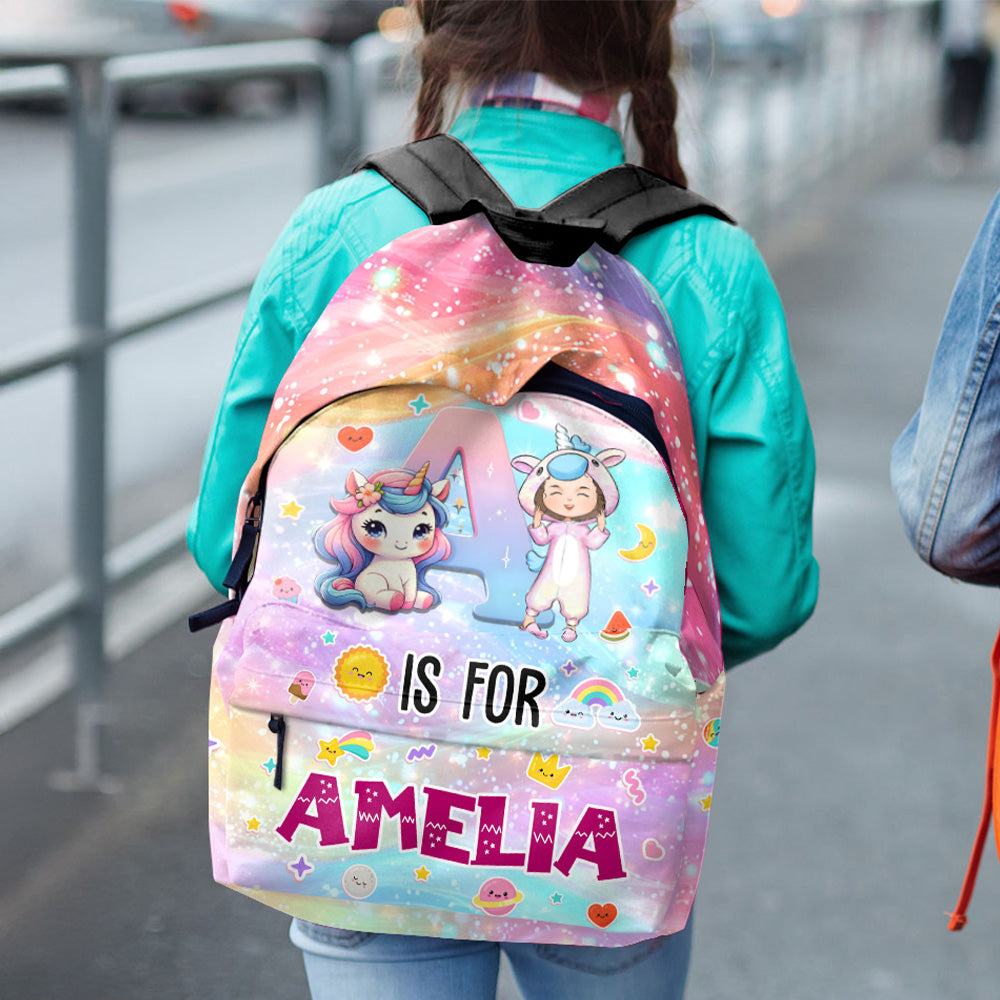 Unicorn Back To School Custom Name Gift For Kid - Personalized Kid Backpack