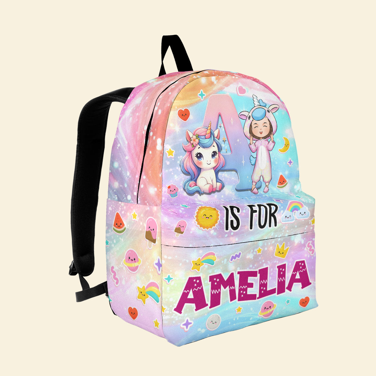 Unicorn Back To School Custom Name Gift For Kid - Personalized Kid Backpack