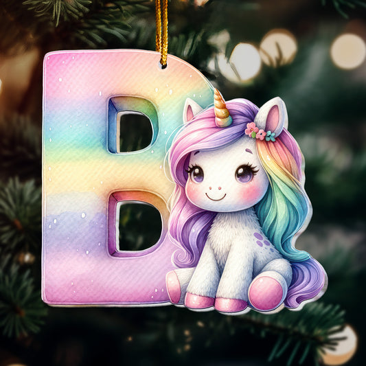 Unicorn Letters For Kid Christmas Gift For Daughter - Personalized Acrylic Ornament