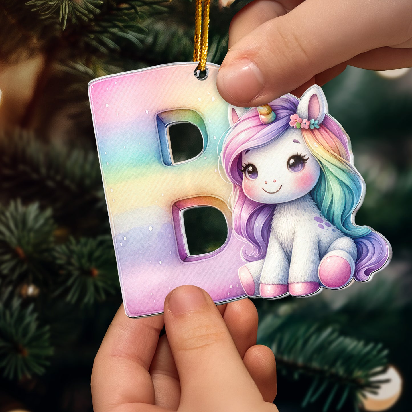 Unicorn Letters For Kid Christmas Gift For Daughter - Personalized Acrylic Ornament