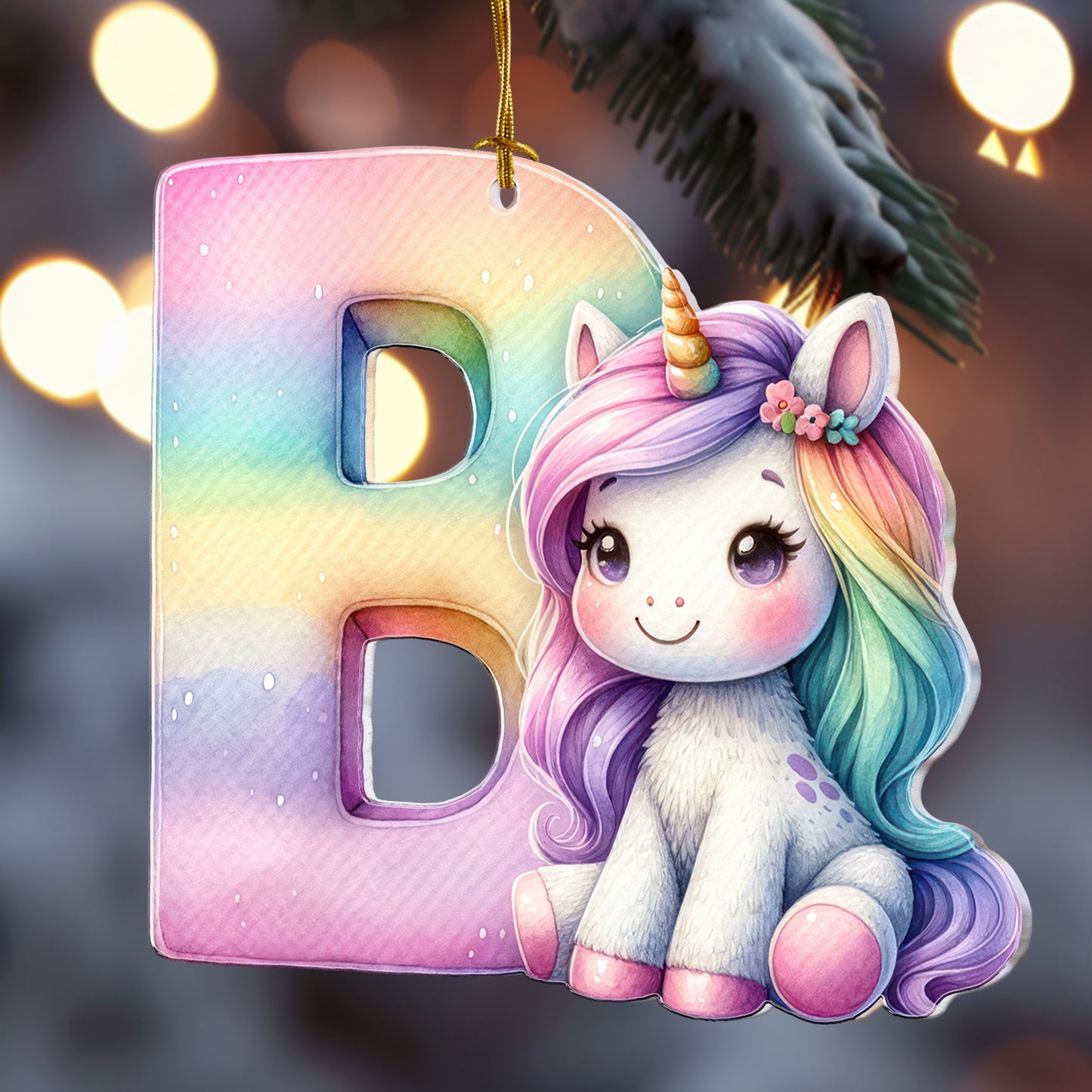 Unicorn Letters For Kid Christmas Gift For Daughter - Personalized Acrylic Ornament
