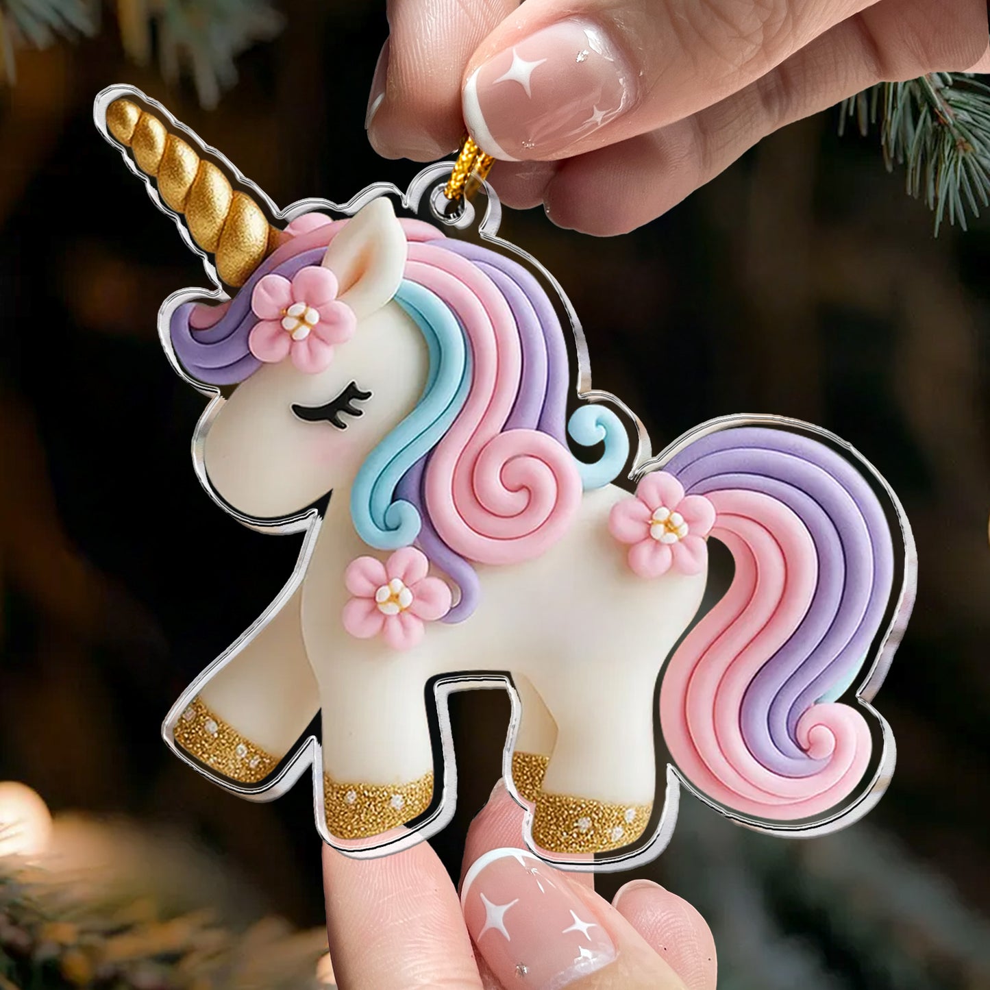 Unicorn Ornament For Girls 2D Flat - Acrylic Ornament