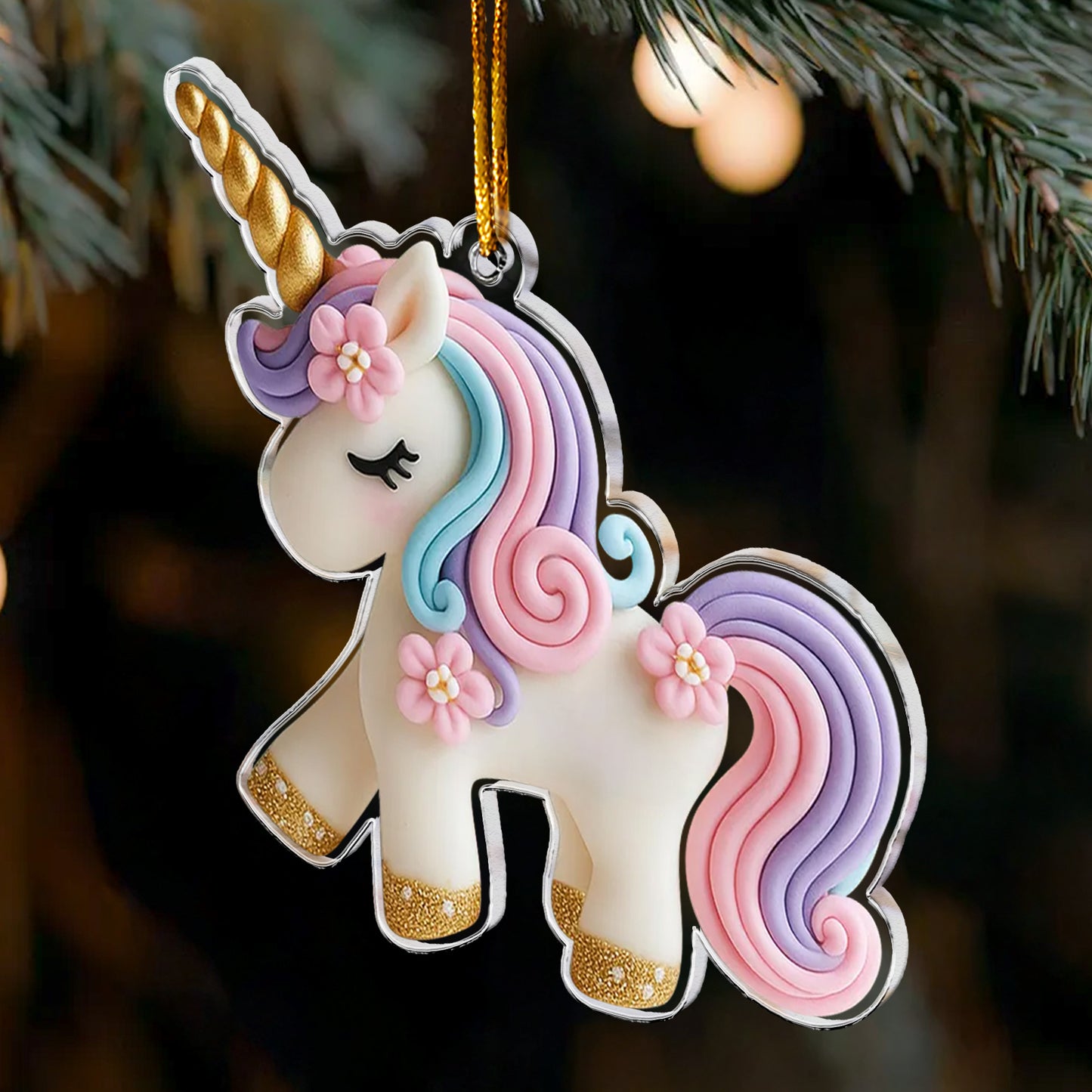 Unicorn Ornament For Girls 2D Flat - Acrylic Ornament
