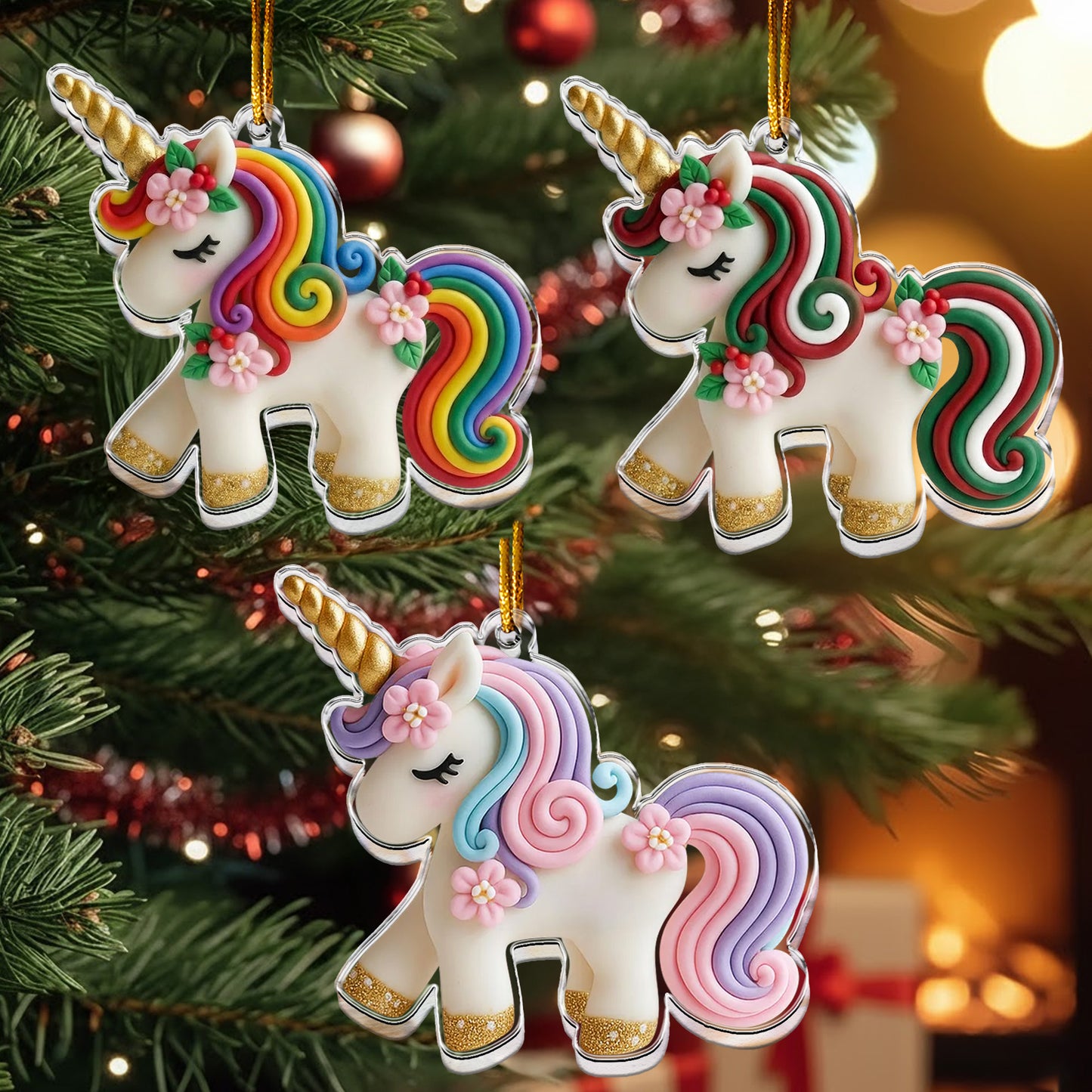 Unicorn Ornament For Girls 2D Flat - Acrylic Ornament