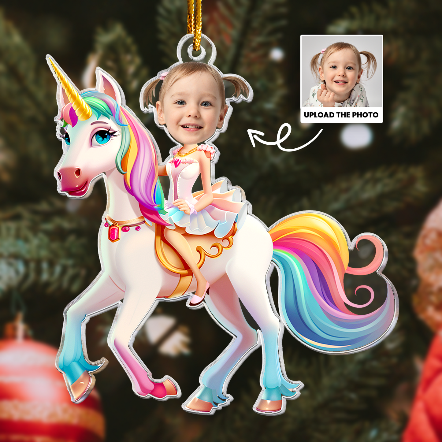 Unicorn Princess - Custom Face Ornament Gifts For Girl, Daughter - Personalized Acrylic Photo Ornament