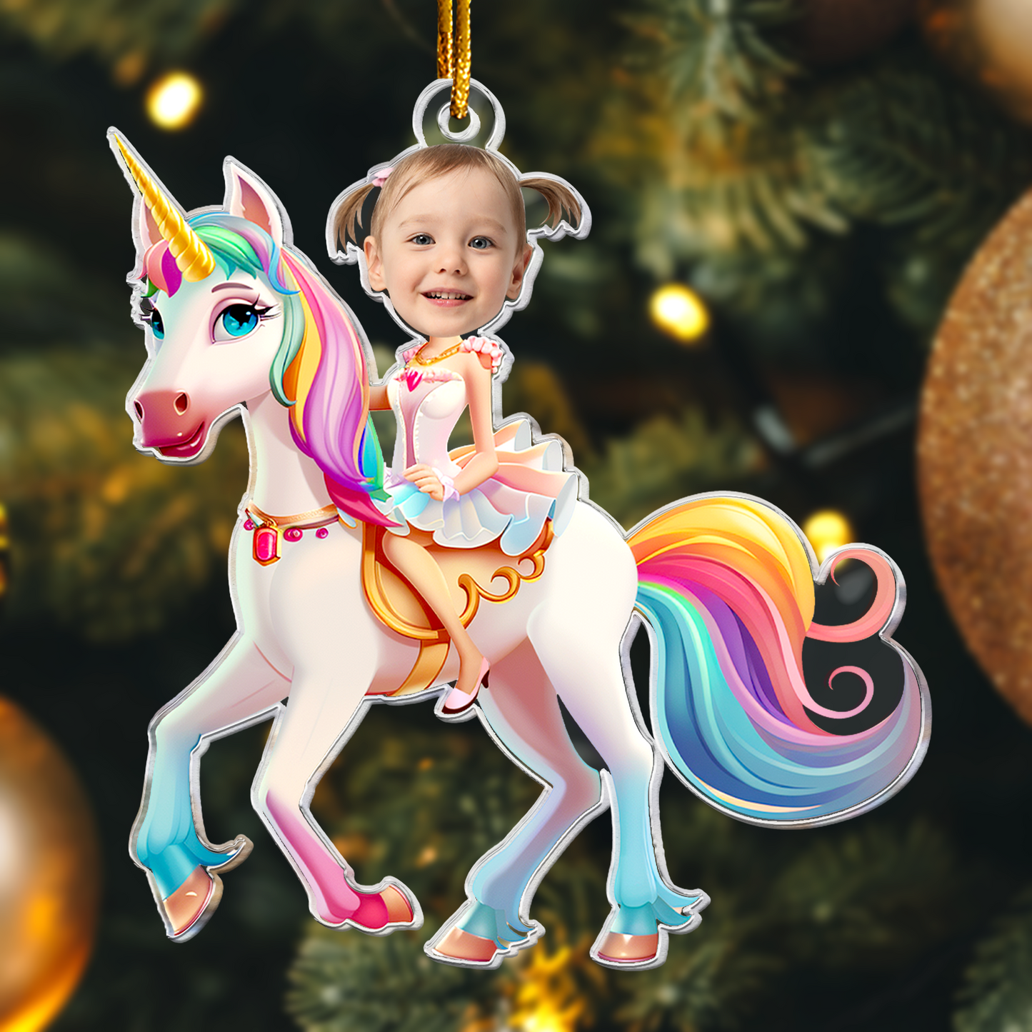 Unicorn Princess - Custom Face Ornament Gifts For Girl, Daughter - Personalized Acrylic Photo Ornament