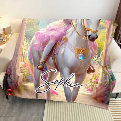 Unicorn Princess - Gifts For Daughters, Girls - Custom Face & Name - Personalized Photo Blanket - Gift For Daughter