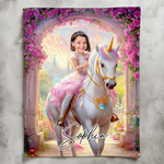 Unicorn Princess - Gifts For Daughters, Girls - Custom Face & Name - Personalized Photo Blanket - Gift For Daughter