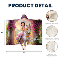 Unicorn Princess - Gifts For Daughters, Girls - Custom Face & Name - Personalized Photo Wearable Blanket Hoodie