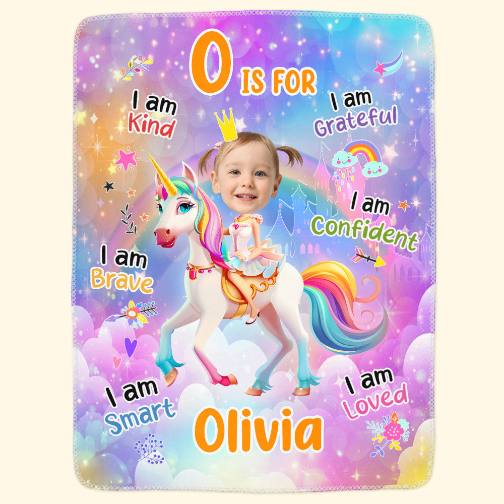 Unicorn Princess - Gifts For Little Girls, Daughters, Kids - Personalized Photo Blanket