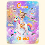 Unicorn Princess - Gifts For Little Girls, Daughters, Kids - Personalized Photo Blanket