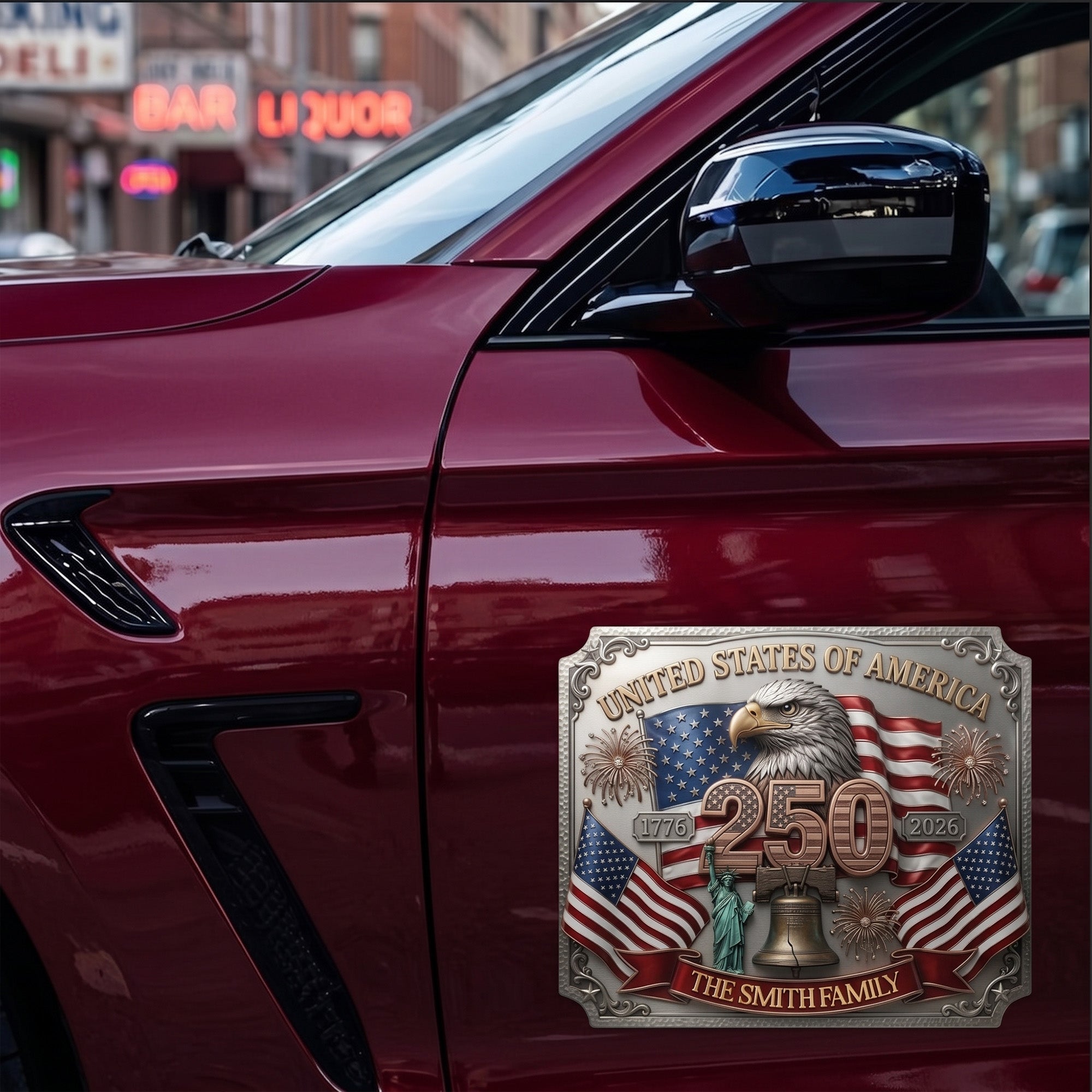 United-States-Of-America-250Th-Anniversary-Faux-Pattern-Personalized-Bumper-Sticker-1