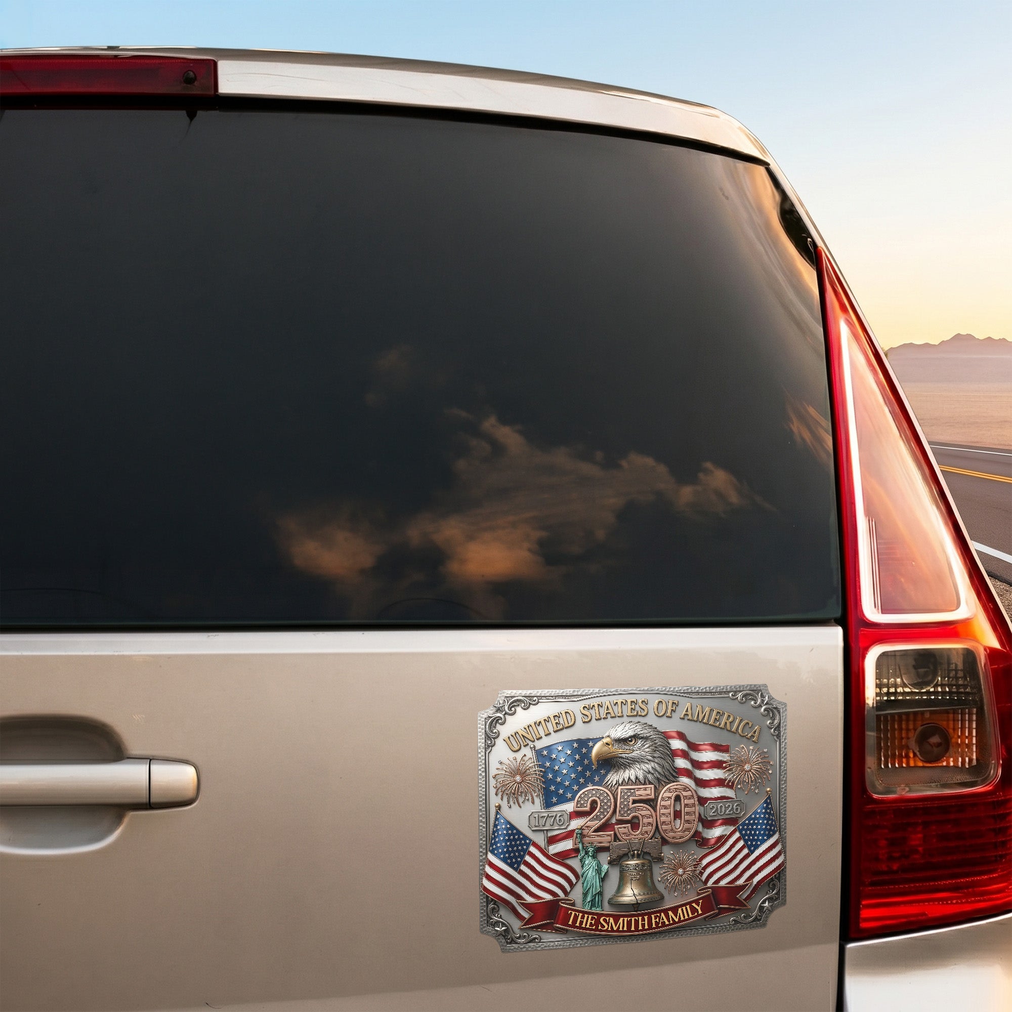 United-States-Of-America-250Th-Anniversary-Faux-Pattern-Personalized-Bumper-Sticker-3