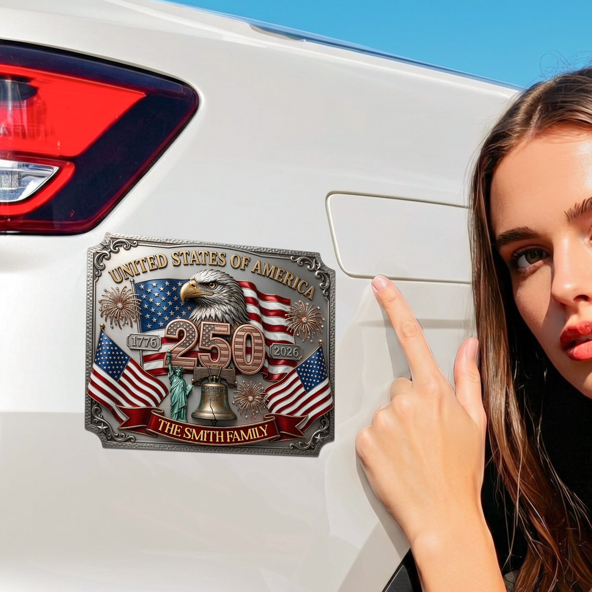 United-States-Of-America-250Th-Anniversary-Faux-Pattern-Personalized-Bumper-Sticker-4