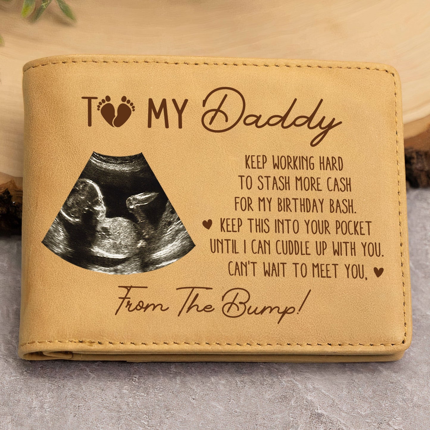 Until I Can Cuddle Up With You From Bump - Personalized Photo Leather Wallet