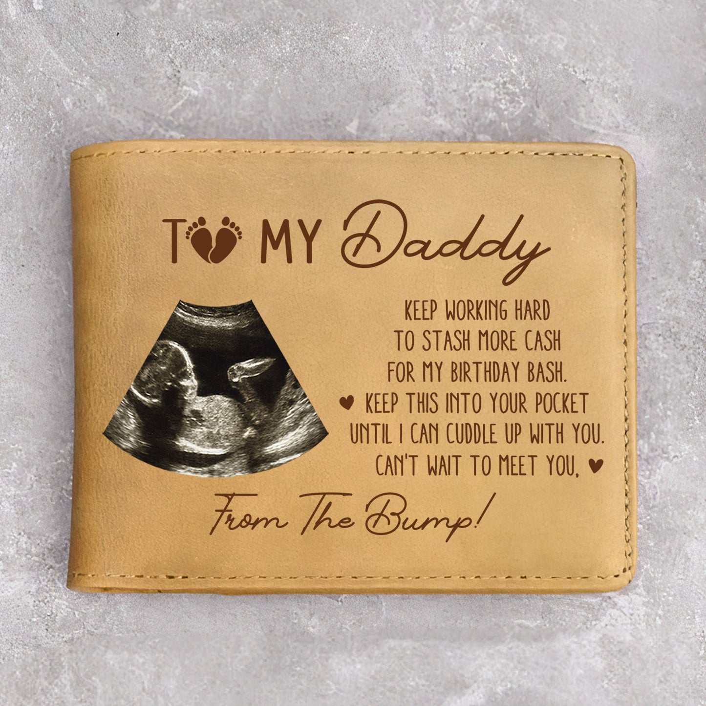 Until I Can Cuddle Up With You From Bump - Personalized Photo Leather Wallet