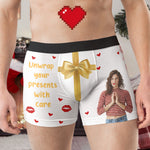 Unwrap Your Presents With Care - Personalized Photo Men's Boxer Briefs