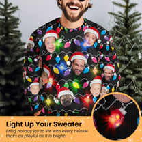 Custom Face Christmas Family Silly Xmas Leds - Personalized Photo Ugly Sweater