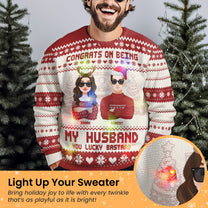 Congrats On Being My Husband Christmas Led Light - Personalized Ugly Sweater