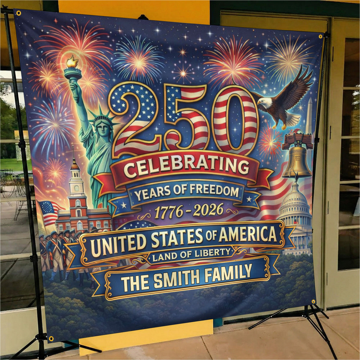 Usa 250th Anniversary Backdrop Semiquincentennial 1776-2026 - Personalized Backdrop
