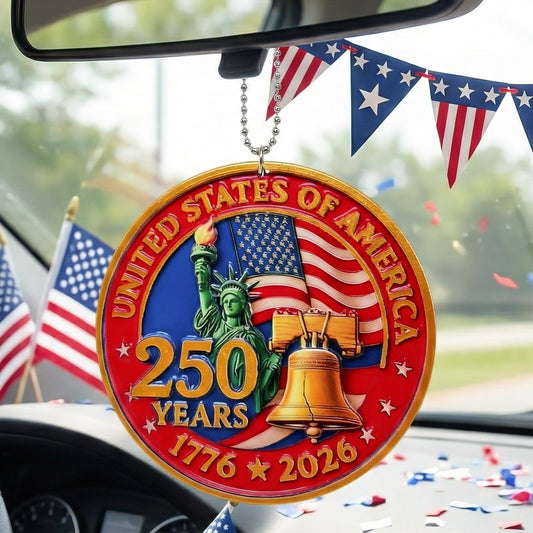USA 250th Anniversary Resin Ornament, 1776-2026 Liberty Bell Decoration, Patriotic Ornament