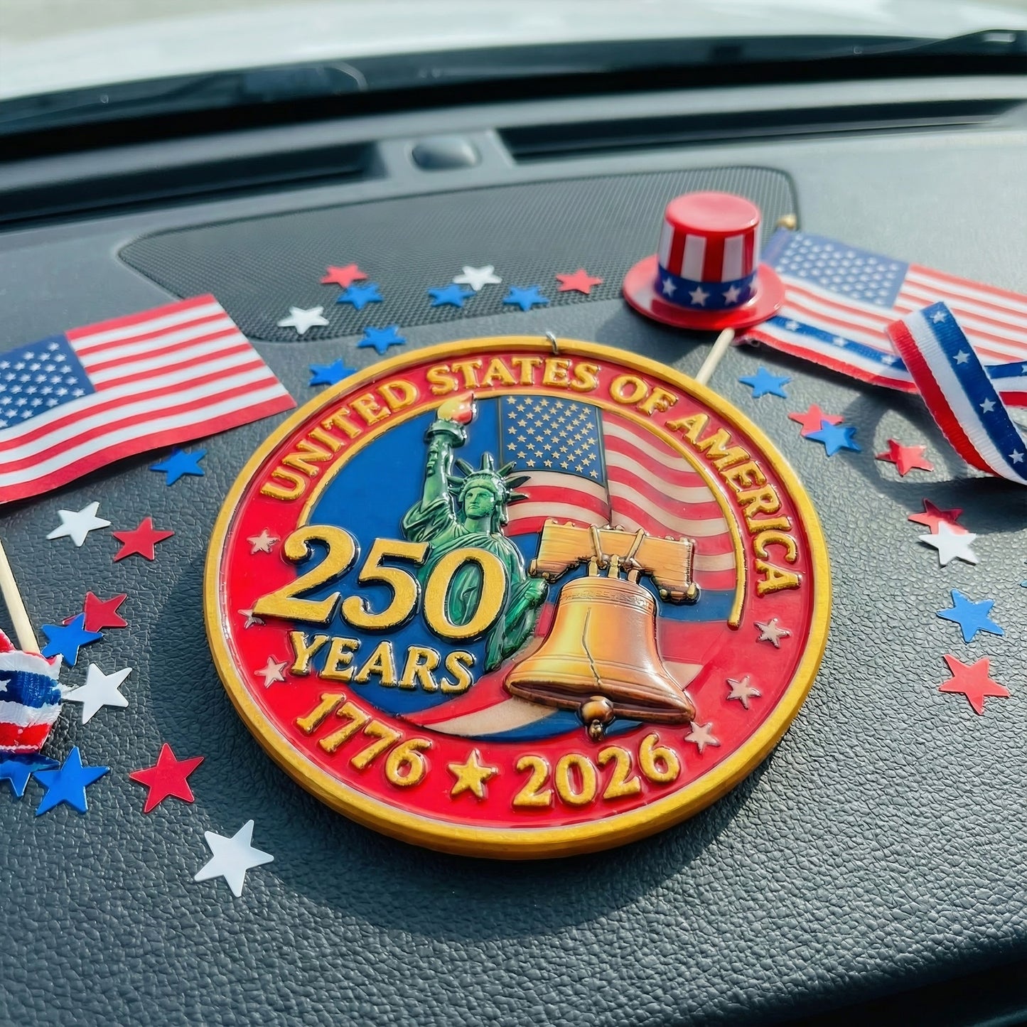 USA 250th Anniversary Resin Ornament, 1776-2026 Liberty Bell Decoration, Patriotic Ornament