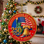 USA 250th Anniversary Resin Ornament, 1776-2026 Liberty Bell Decoration, Patriotic Ornament