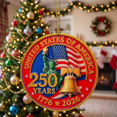 USA 250th Anniversary Resin Ornament, 1776-2026 Liberty Bell Decoration, Patriotic Ornament