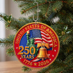 USA 250th Anniversary Resin Ornament, 1776-2026 Liberty Bell Decoration, Patriotic Ornament