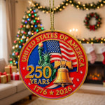 USA 250th Anniversary Resin Ornament, 1776-2026 Liberty Bell Decoration, Patriotic Ornament