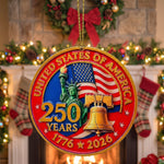 USA 250th Anniversary Resin Ornament, 1776-2026 Liberty Bell Decoration, Patriotic Ornament