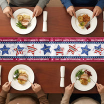 USA 250th Birthday Custom Name Patriotic Star - Personalized Table Runner
