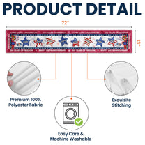 USA 250th Birthday Custom Name Patriotic Star - Personalized Table Runner