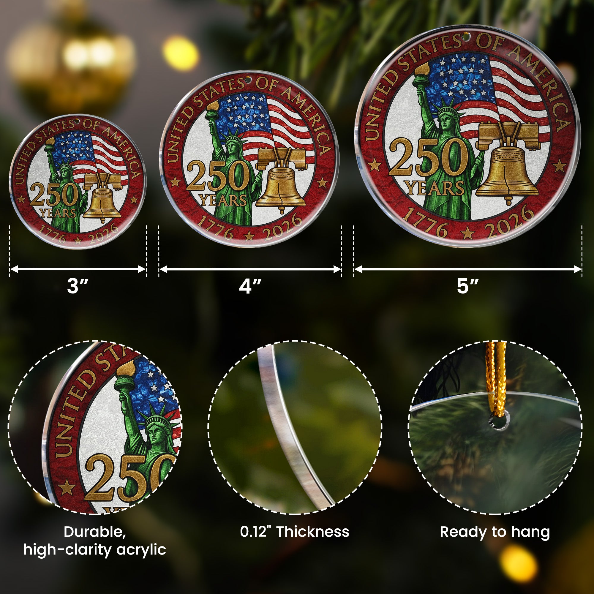 Usa 250th Anniversary - Acrylic Ornament